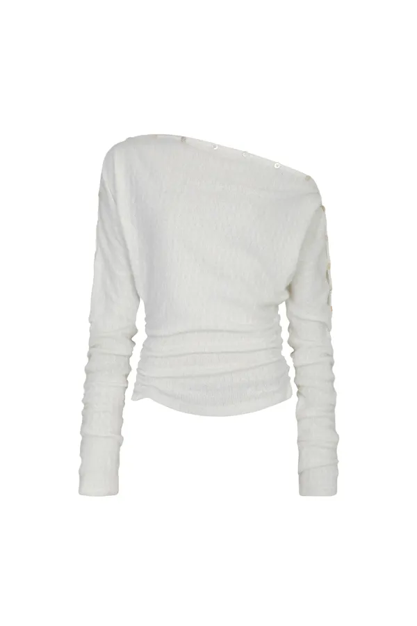 JENNIE BUTTONED TOP ivory