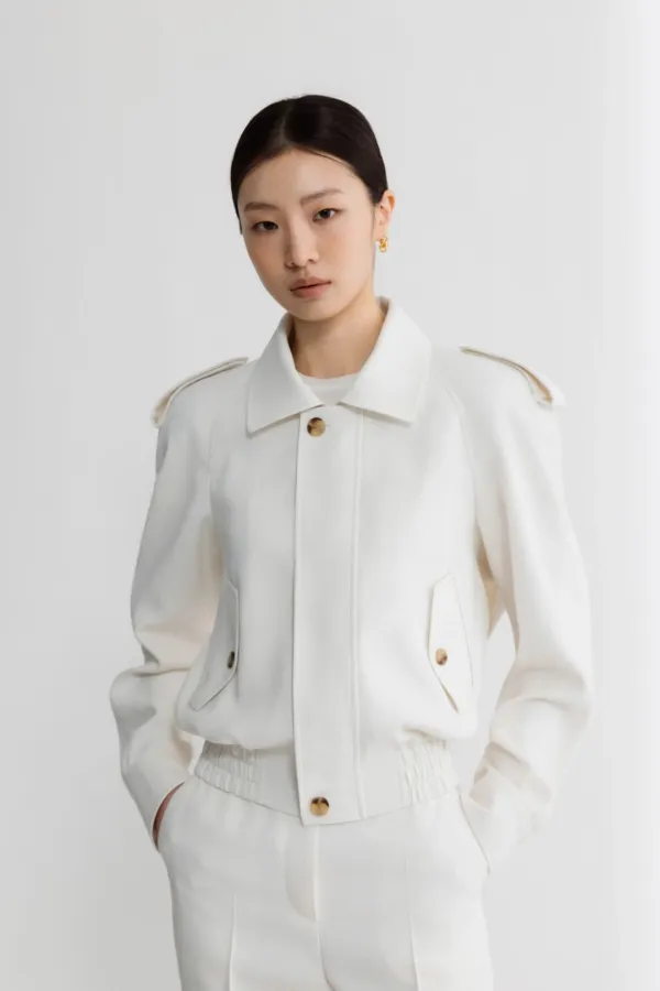 COTTON LINEN BLOUSON - WHITE