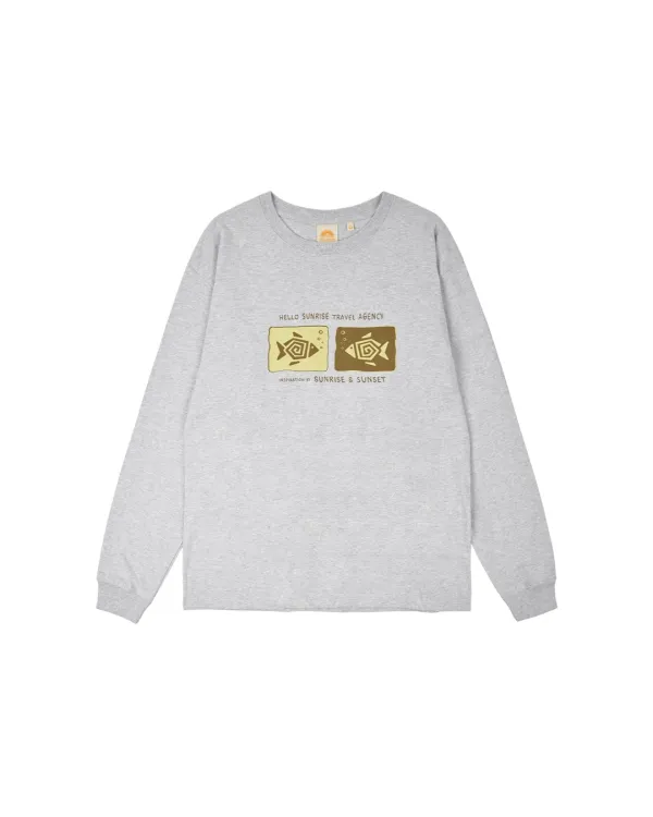 Geometric Fish L/S Tee_L.Gray