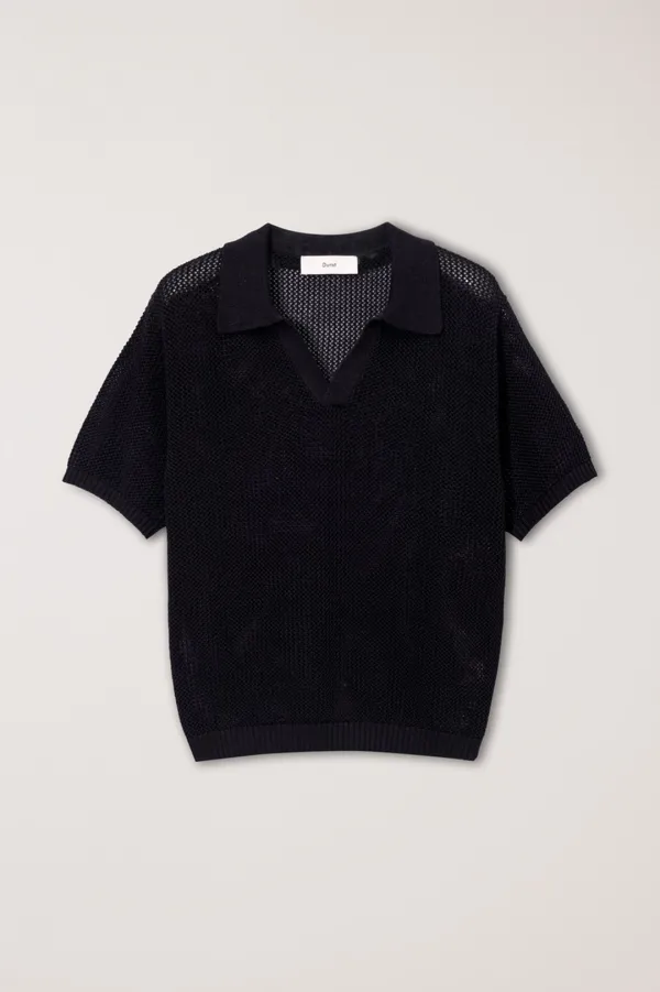 UNISEX CHUNKY POLO KNIT BLACK_UDSW6B126BK
