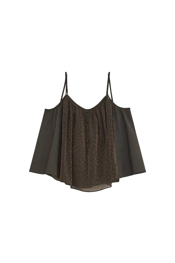 [1st REORDER] TWO TONE JACQUARD SLEEVELESS TOP [BROWN]