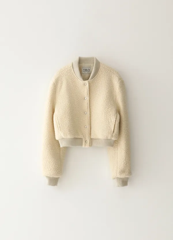 [Limited] Crop Ribbed Blouson - Oatmeal