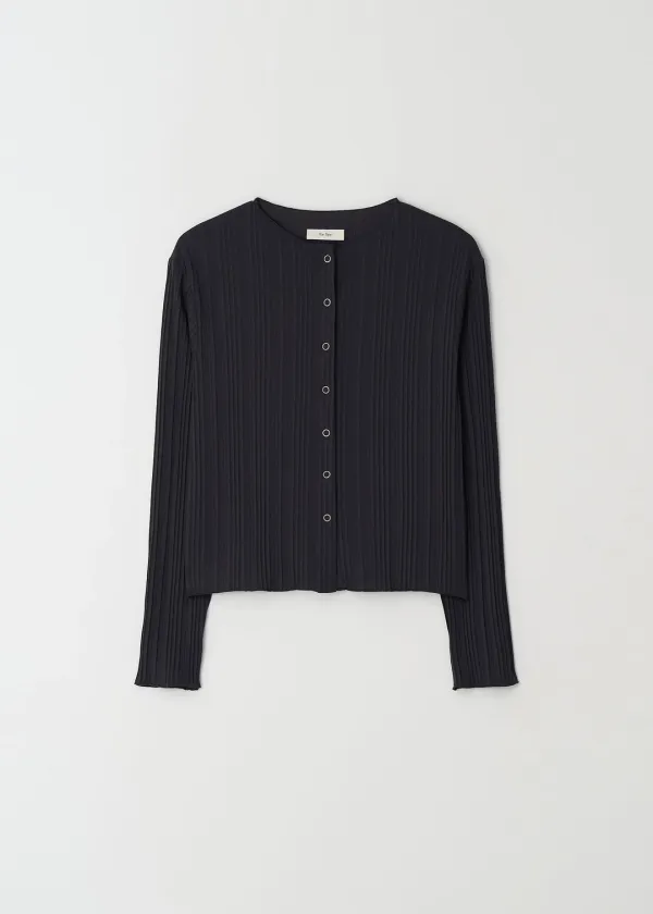 Pleats Snap Cardigan(Charcoal)