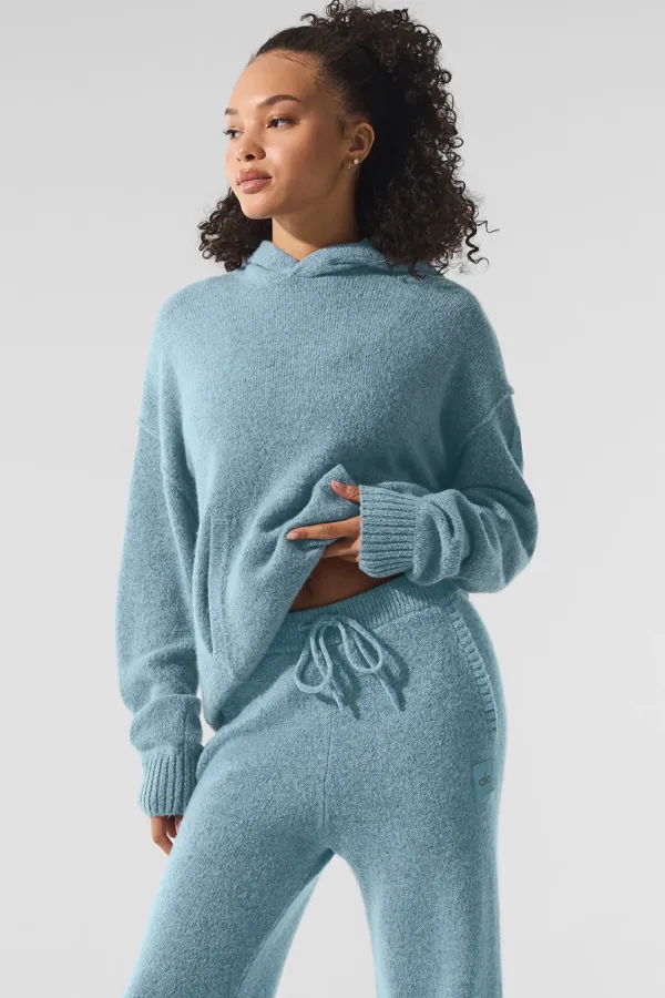 Wool Cashmere New Class Hoodie - Celestial Blue Granite Heather