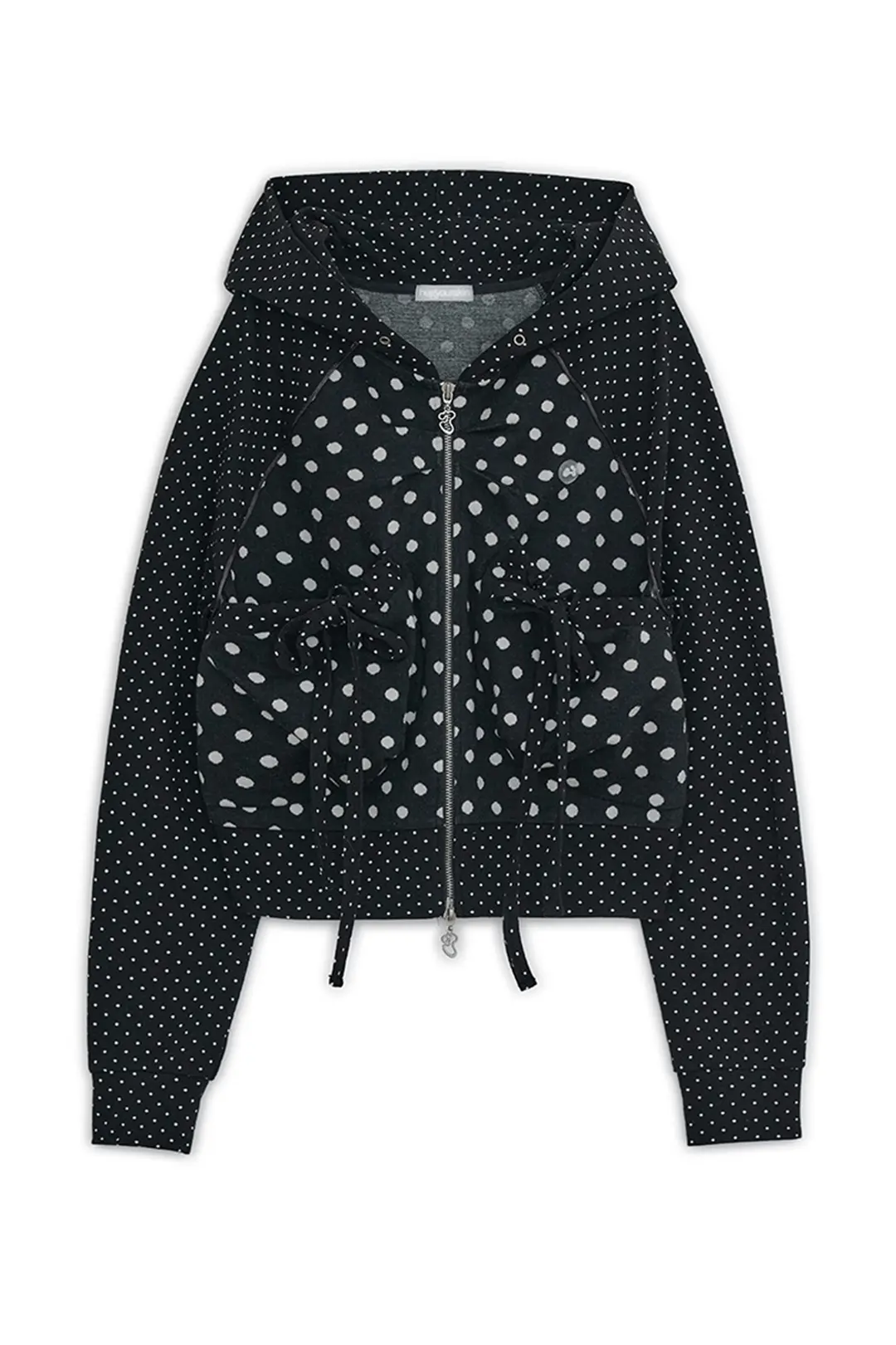 허그유어스킨 Dot big pocket hoodie zip-up (Black) 상품 이미지 1