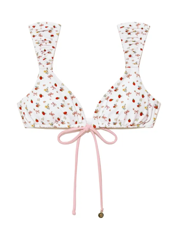 HUGGING BIKINI TOP (STRAWBERRY BOW)
