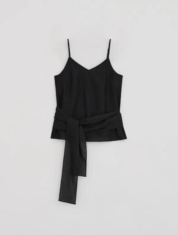 TIE SLEEVELESS TOP [BLACK]