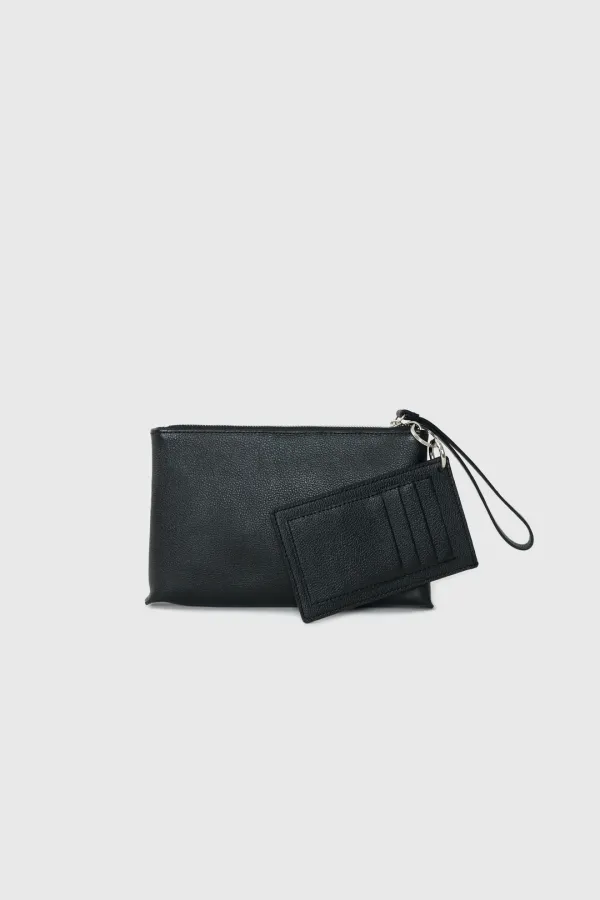 Leather Strap Double Pouch (Black)