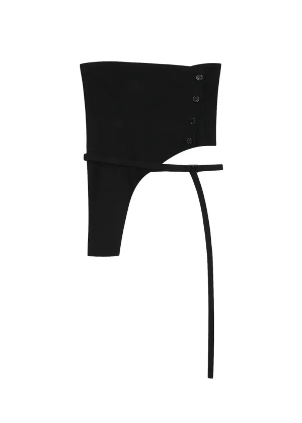 [4TH] CURVED WAIST STRAP BUSTIER, BLACK