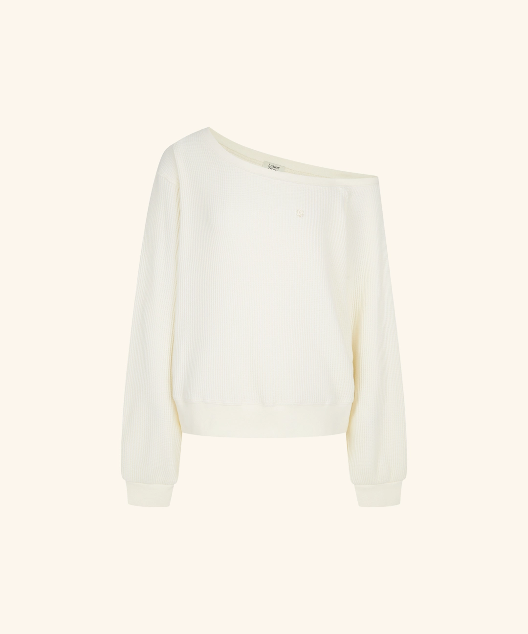 레터프롬문 More Waffle Off-Shoulder Sweatshirt (Cream) 상품 이미지 1