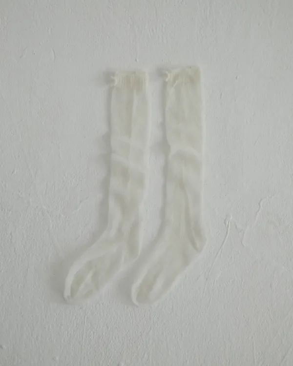flétta Flower Mohair Socks_Ivory