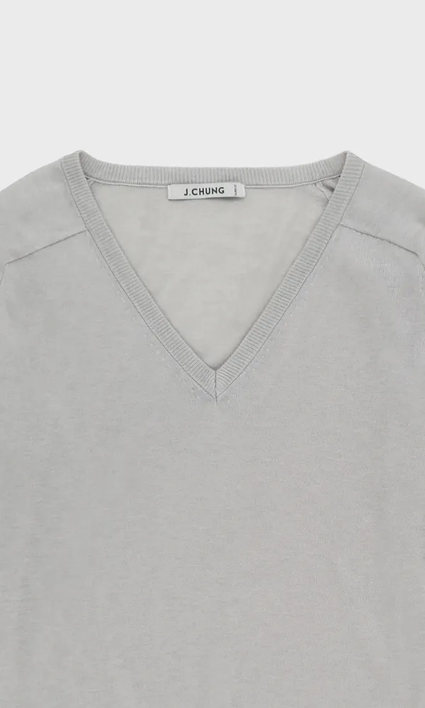Light V-neck Pullover_Light Grey
