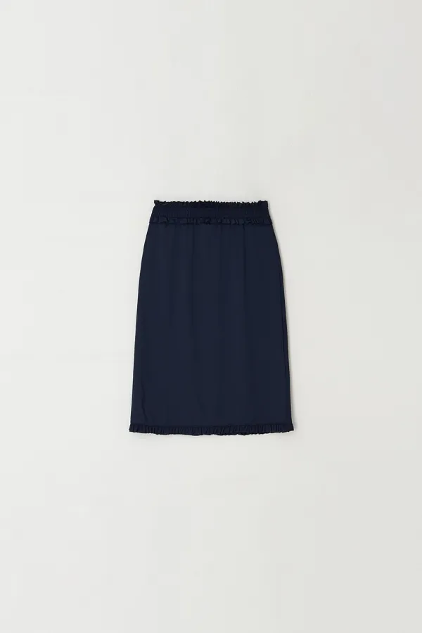 Shirred Frilled Skirt (navy)