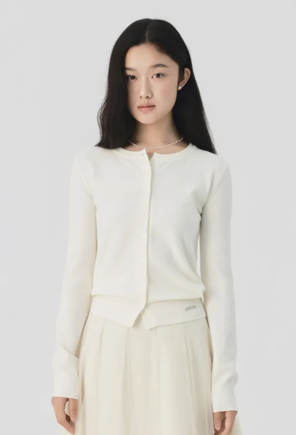 Sepia Round Cardigan (Ivory)