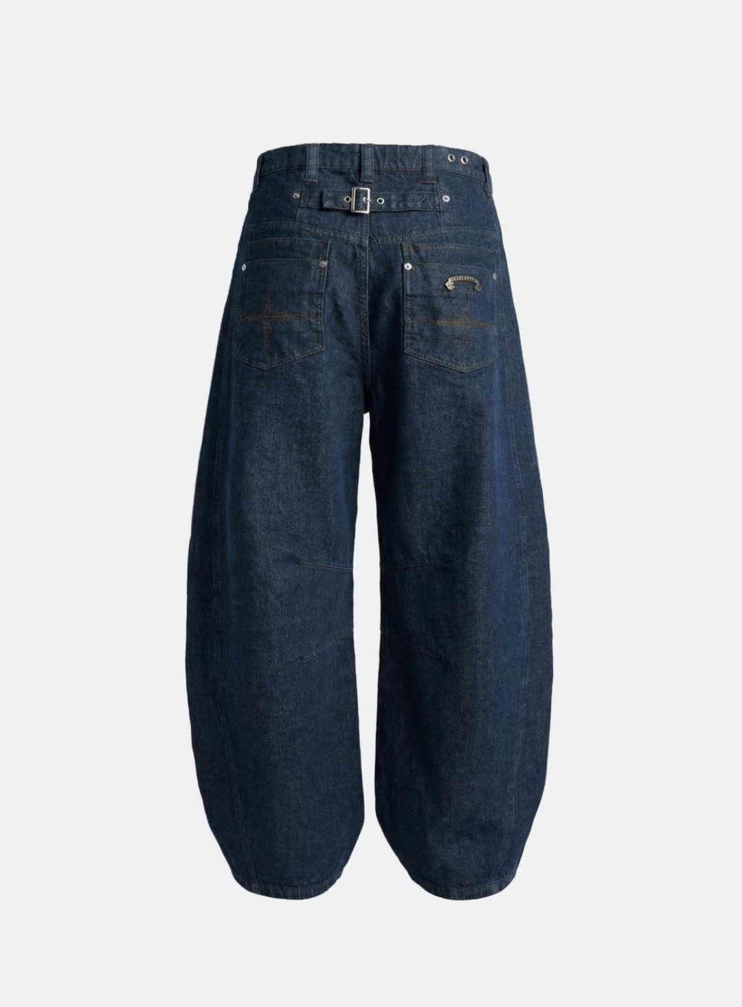 배드블러드 [w-pts26-062] Selvedge Cinch-Back Curved Fit Pants - Blue 상품 이미지 1
