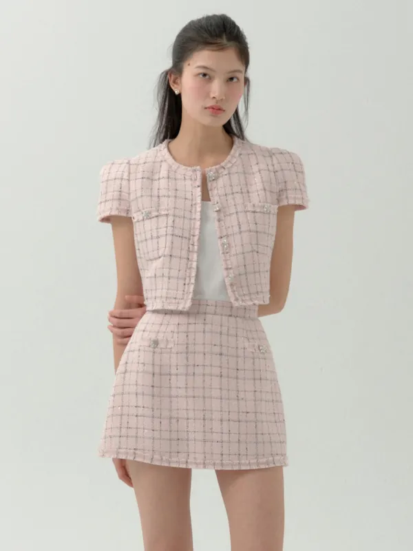Bibi Tweed Skirt Check-Mini(2Color)[Cream Check XXS,XS Pink Check S,M 6/12 예약배송]