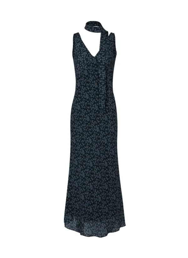 Jaden Flower Dress (Scarf Set / Blue)