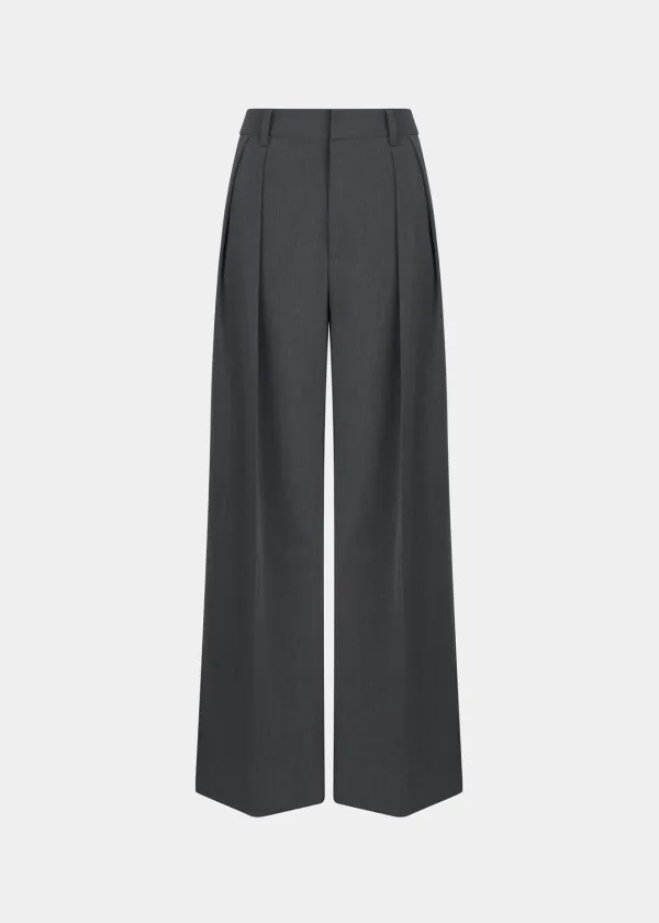 W WOOL TAILORED STRAIGHT PANTS - GRAY