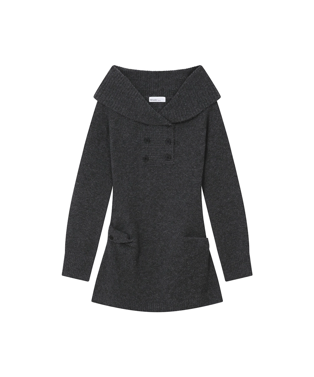 미세키서울 Double button knit one piece CHARCOAL 상품 이미지 2