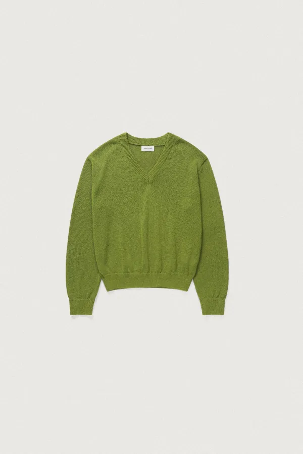 MOCO LOOSE V-NECK KNIT [OLIVE]