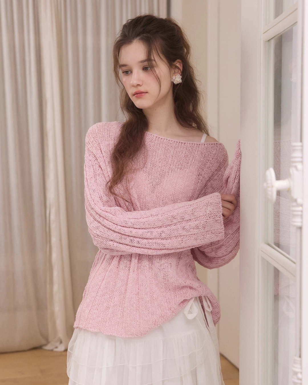 어다울 Soft bloom cable knit - pink 상품 이미지 2