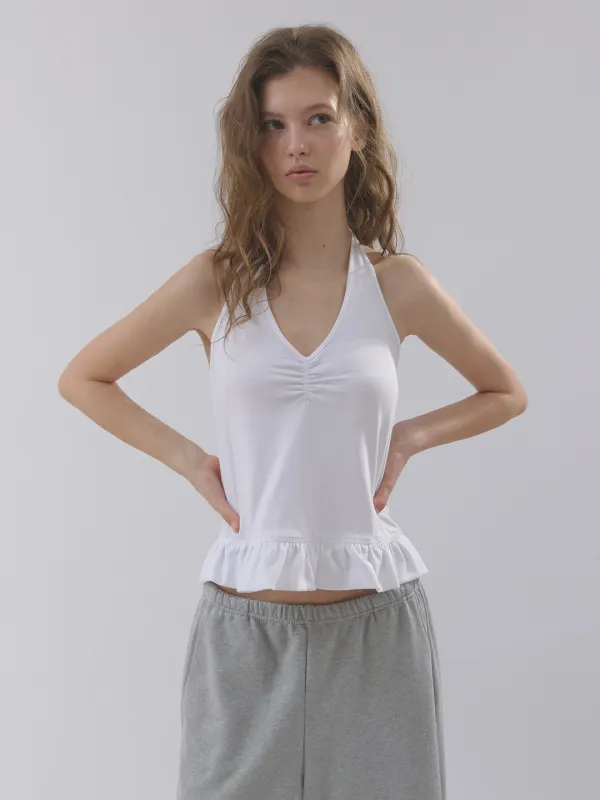 flare halter top (white)