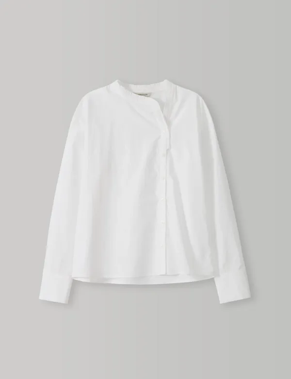 Ruffled Side-Button Blouse (White)
