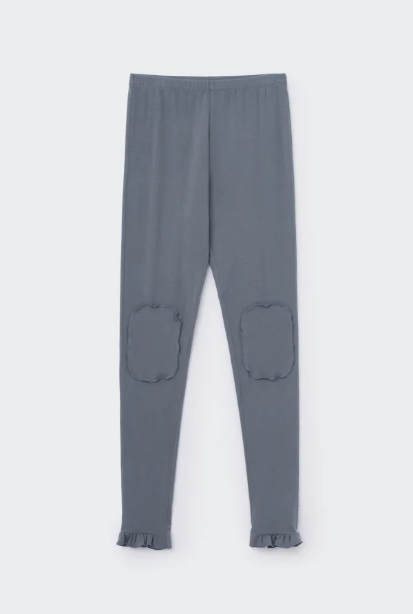 PATCHED RUFFLE TRIM LEGGINGS (GREY)