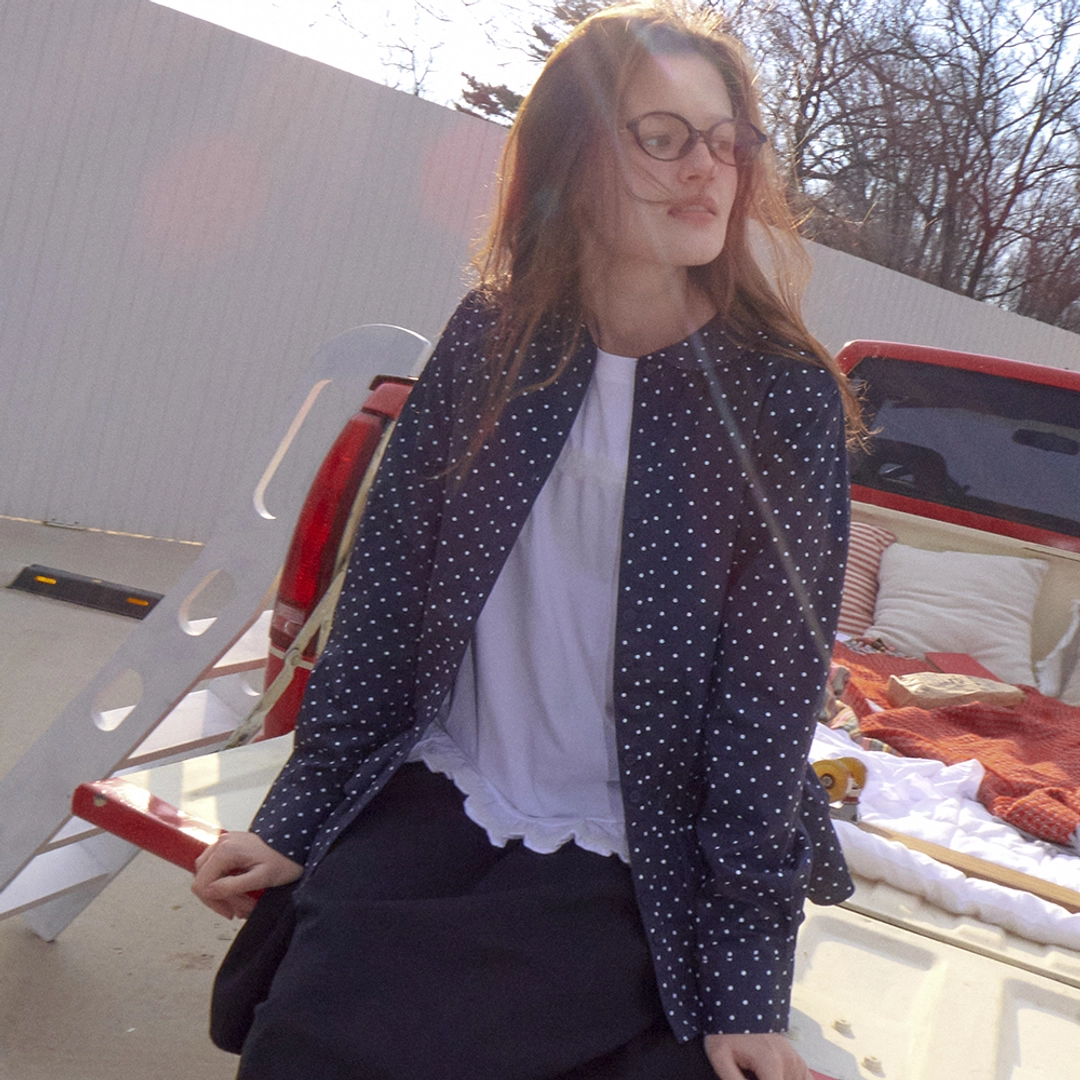 론론 POLKA PEPLUM BLOUSE DOT NAVY 상품 이미지 2