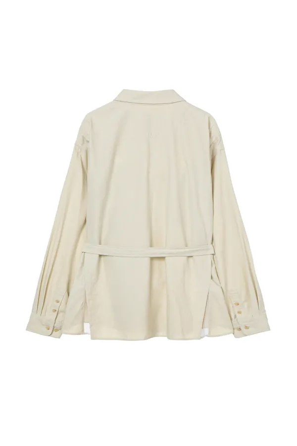FRAYED COTTON SHIRT IN OATMEAL