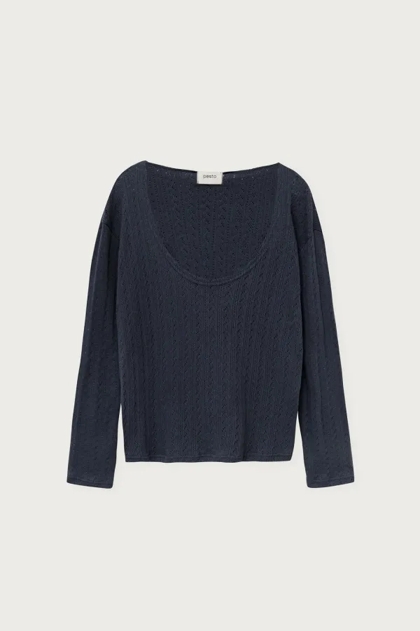 U NECK HOODED TOP DARK LAKE