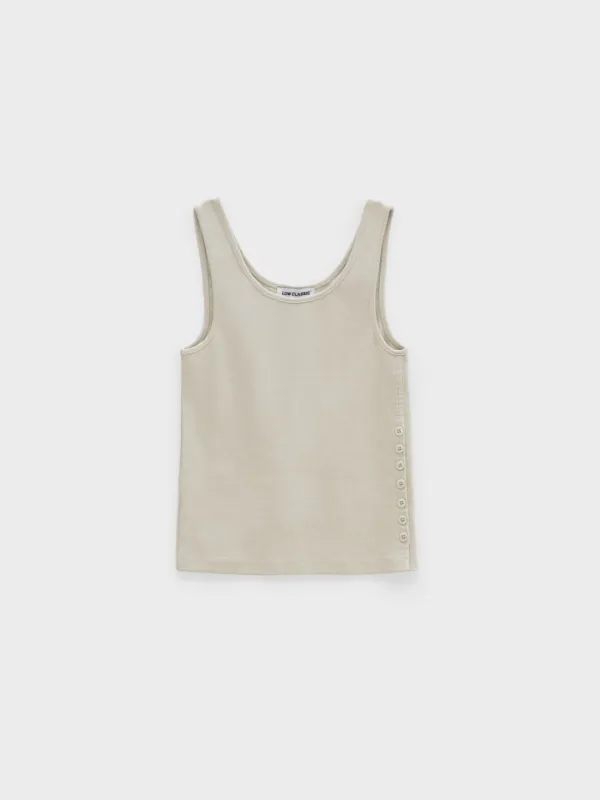 Side Button Sleeveless Top_Greish Beige