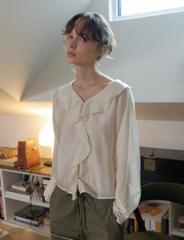 Belle Frill Blouse (Cream)