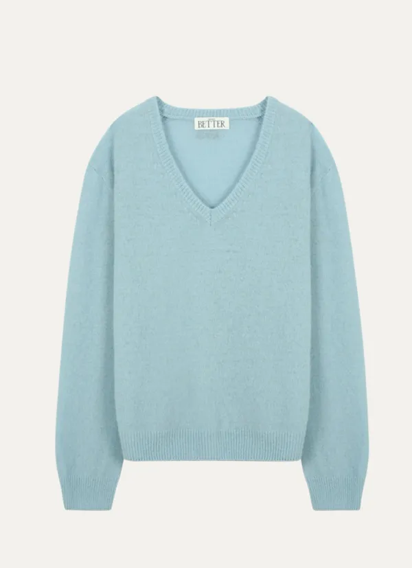 Loose fit V-neck knit [KNFW01SW01]_Sky blue