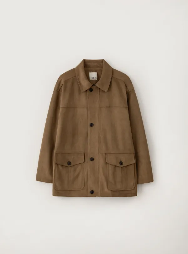 스웨이드 하프 집업 자켓_Brown