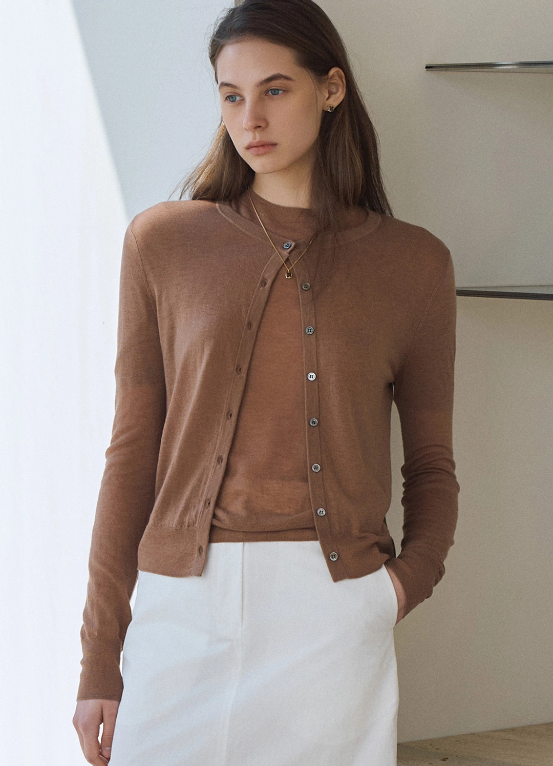 안젤로비안코 Wool 100 Soma Merino Cardigan 상품 이미지 2