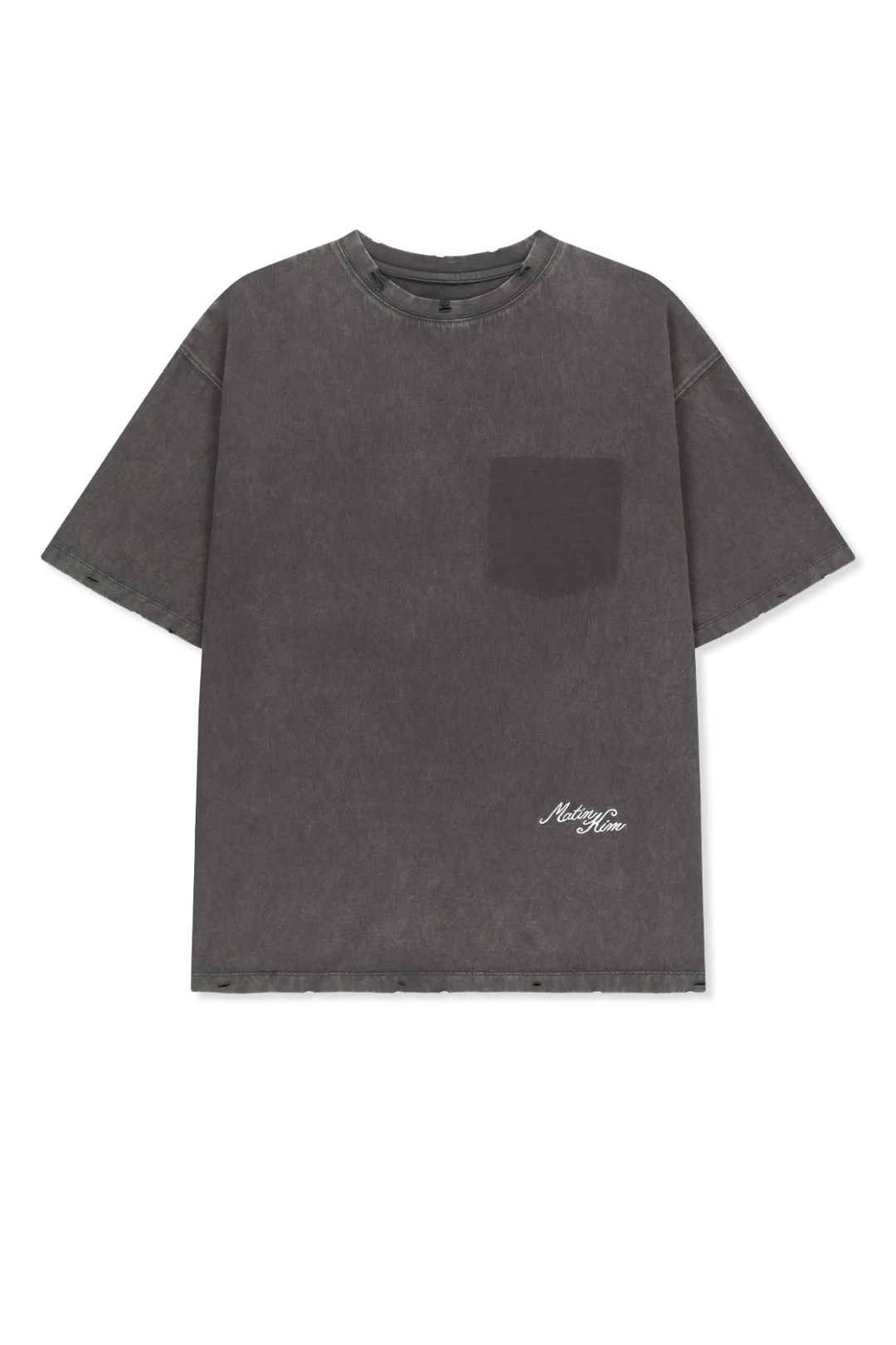 마뗑킴 VINTAGE WASHED CALLIGRAPHY BACK LOGO TOP IN CHARCOAL 상품 이미지 1