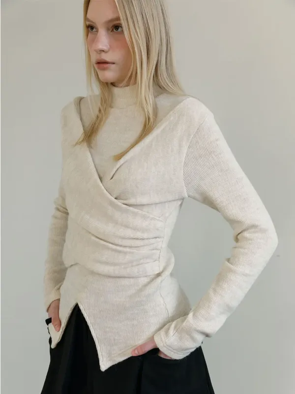 LAYERED WRAP T-SHIRT / IVORY