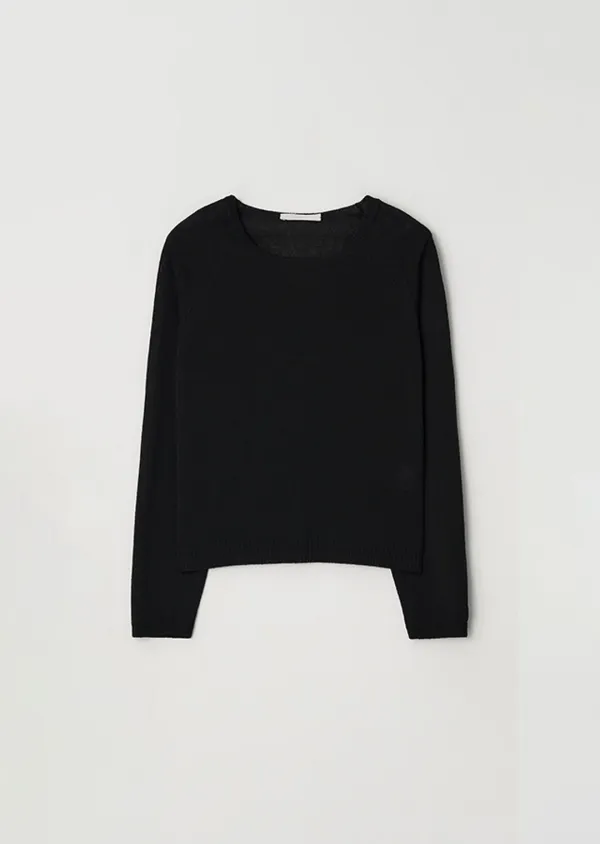 linen raglan knit-black