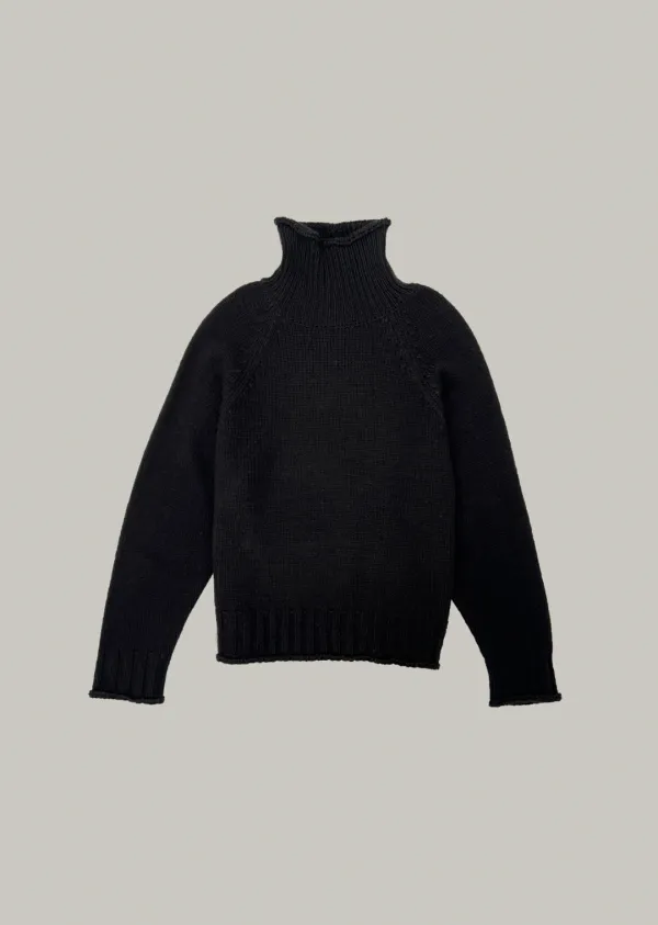 pure loose turtleneck pullover (black)