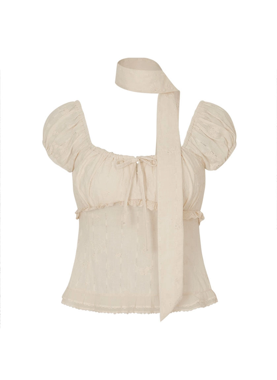 루루서울 [2차] Grove Puff Blouse (Scarf Set / Beige) 상품 이미지 3