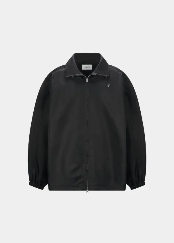 W NYLON HIGH-NECK ZIP-UP JUMPER - BLACK