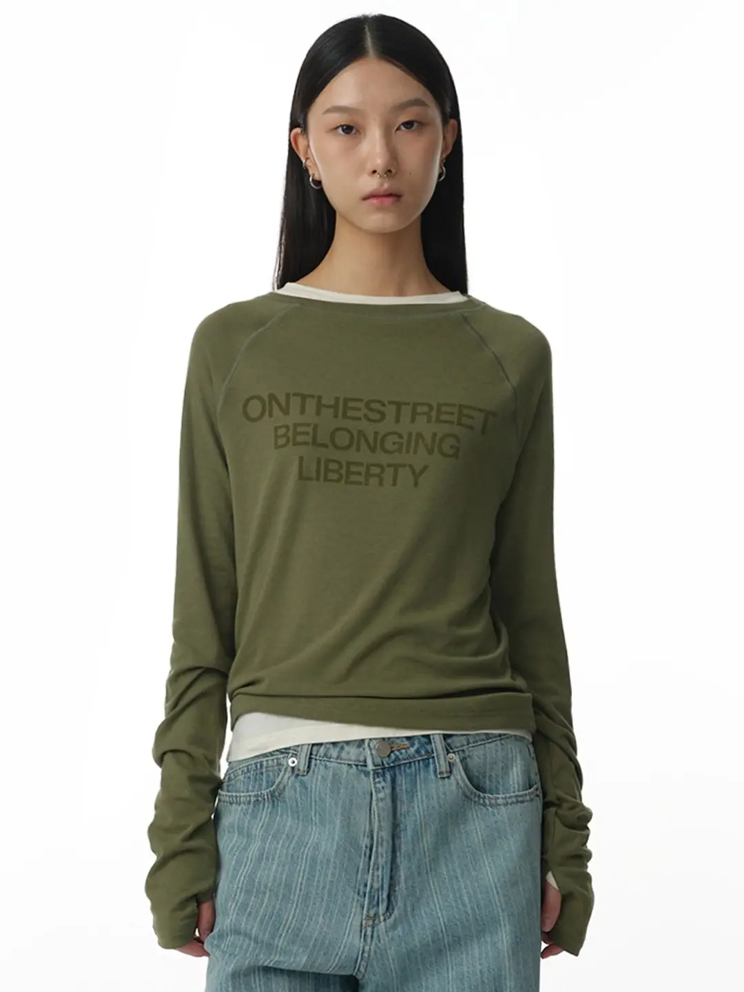 밀로 우먼 Hole Raglan T-Shirt [Green] 상품 이미지 2