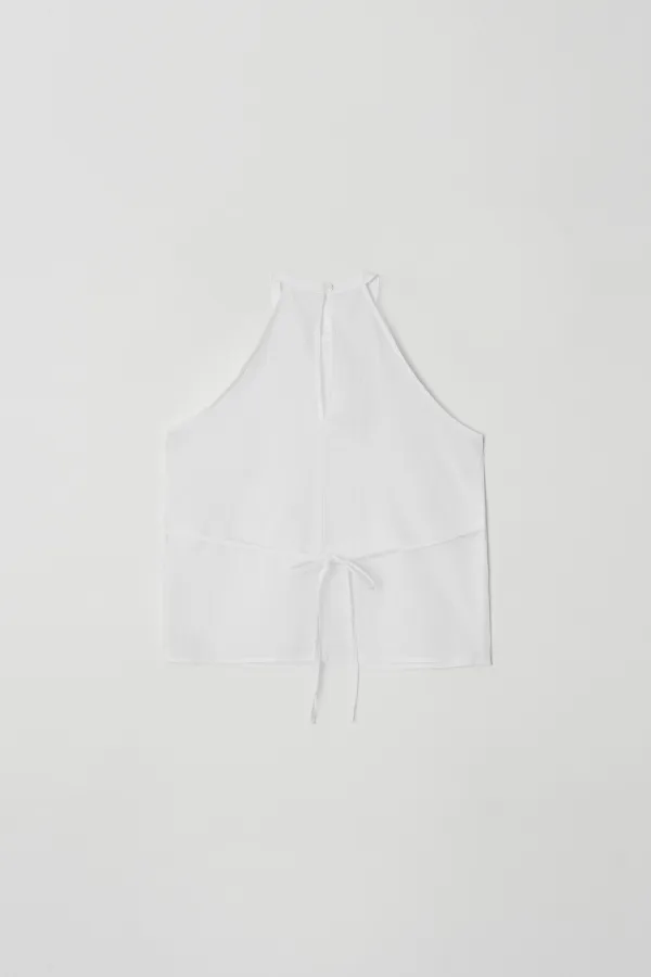 [3rd reorder] back slit halter blouse