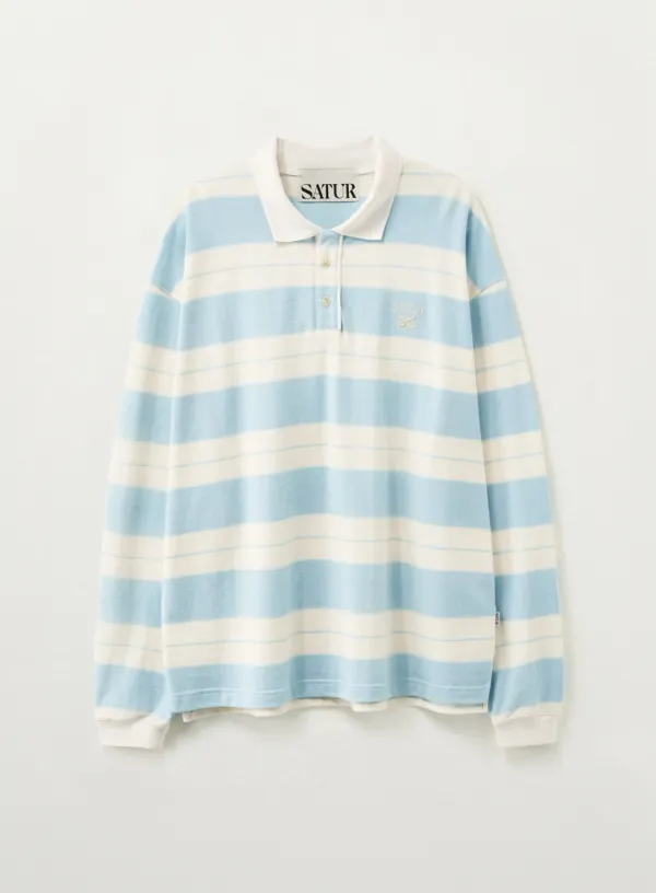 Apero Stripe Pique Long Sleeve - Sky Blue