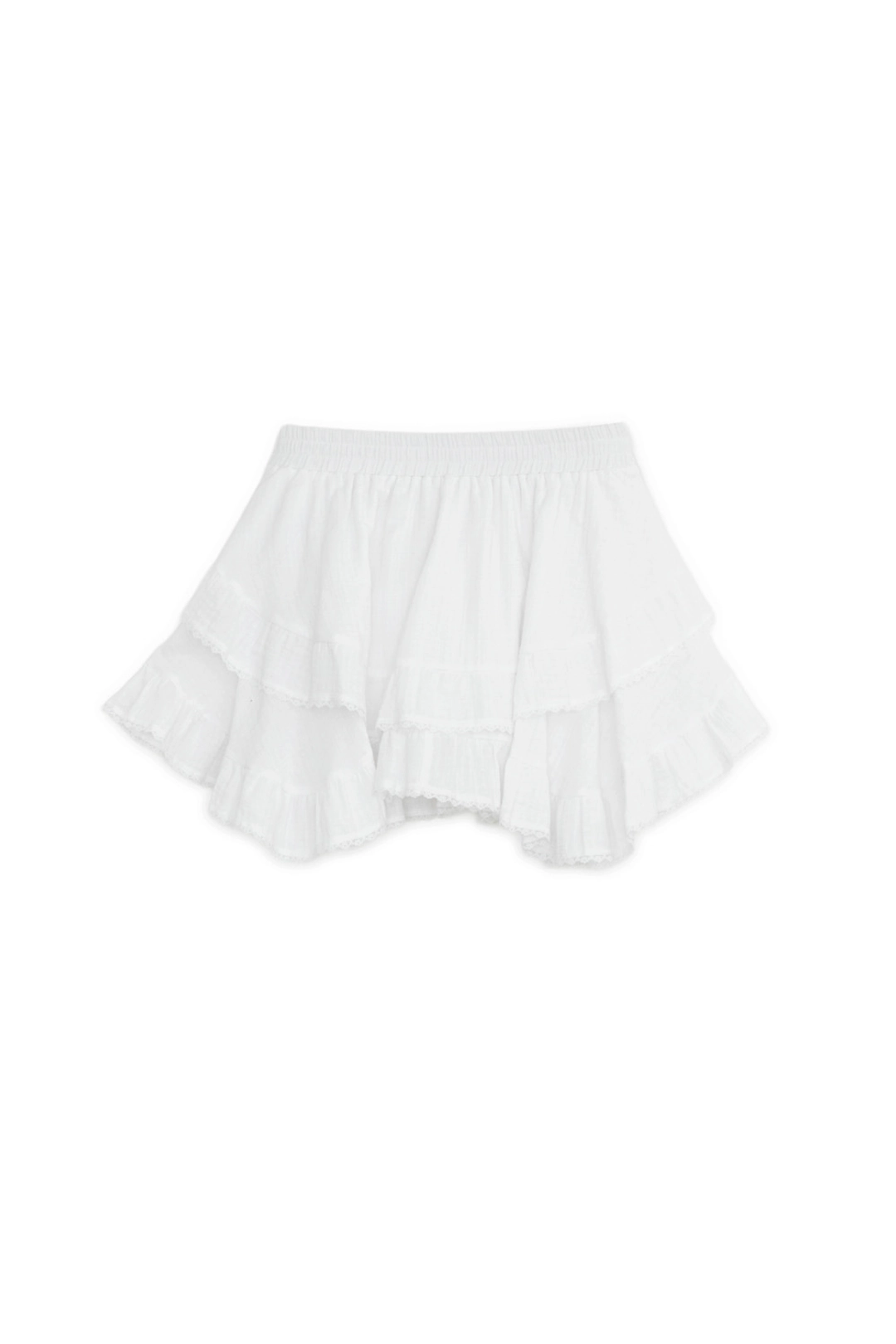 썬번프로젝트 ANGLED FRILL MIDI SKIRT, WHITE 상품 이미지 1