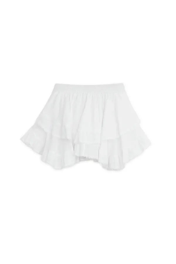 ANGLED FRILL MIDI SKIRT, WHITE
