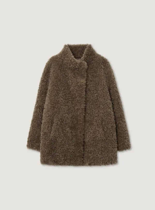 DUI FUR HALF COAT_ASH BROWN
