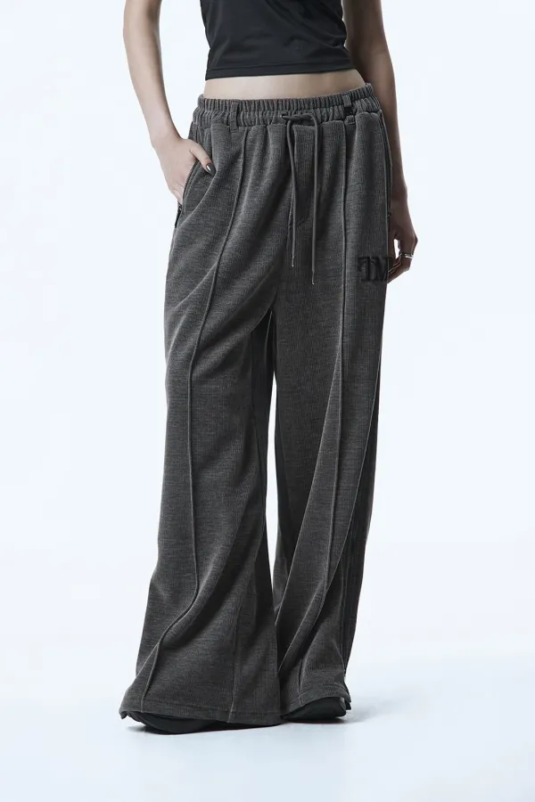 Velour Slit Zipper Set-up Pants [ Charcoal ]