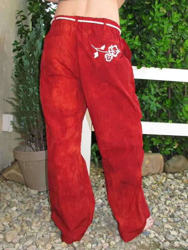 TIE-DYE NYLON BANDING PANTS_RED